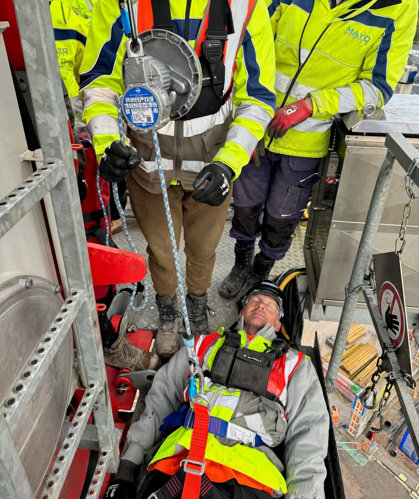 Construction rescue and safety training demonstration